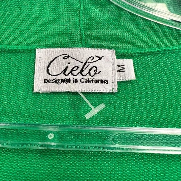Cielo Women's Open Front Cardigan Long Sleeve Green Size Medium - Picture 8 of 9